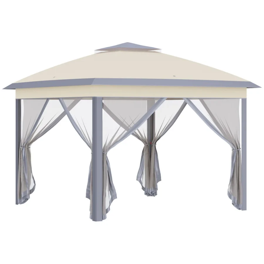 

11' x 11' Pop Up Canopy Tent with Netting and Carry Bag Instant Gazebo Sun Shelter Tents for Parties with 121 Square Feet of S