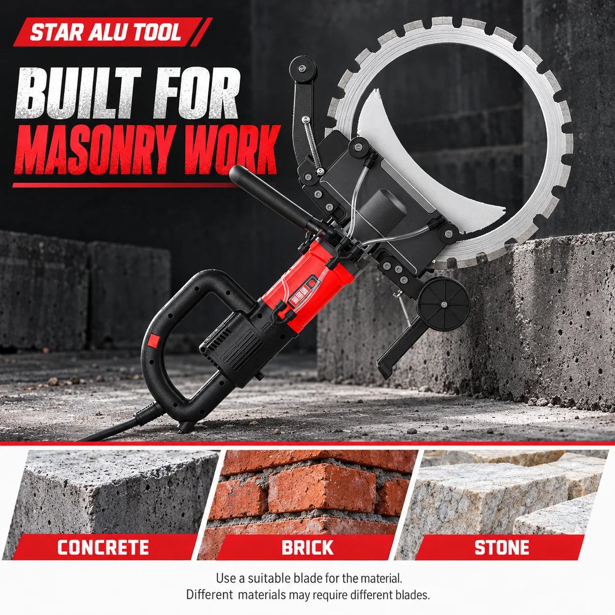 Wet Cutting Concrete Ring Saw 300/400/500mm Diamond Cutter Electric Concrete Cutting Machine Handheld Reinforced Wall Stone