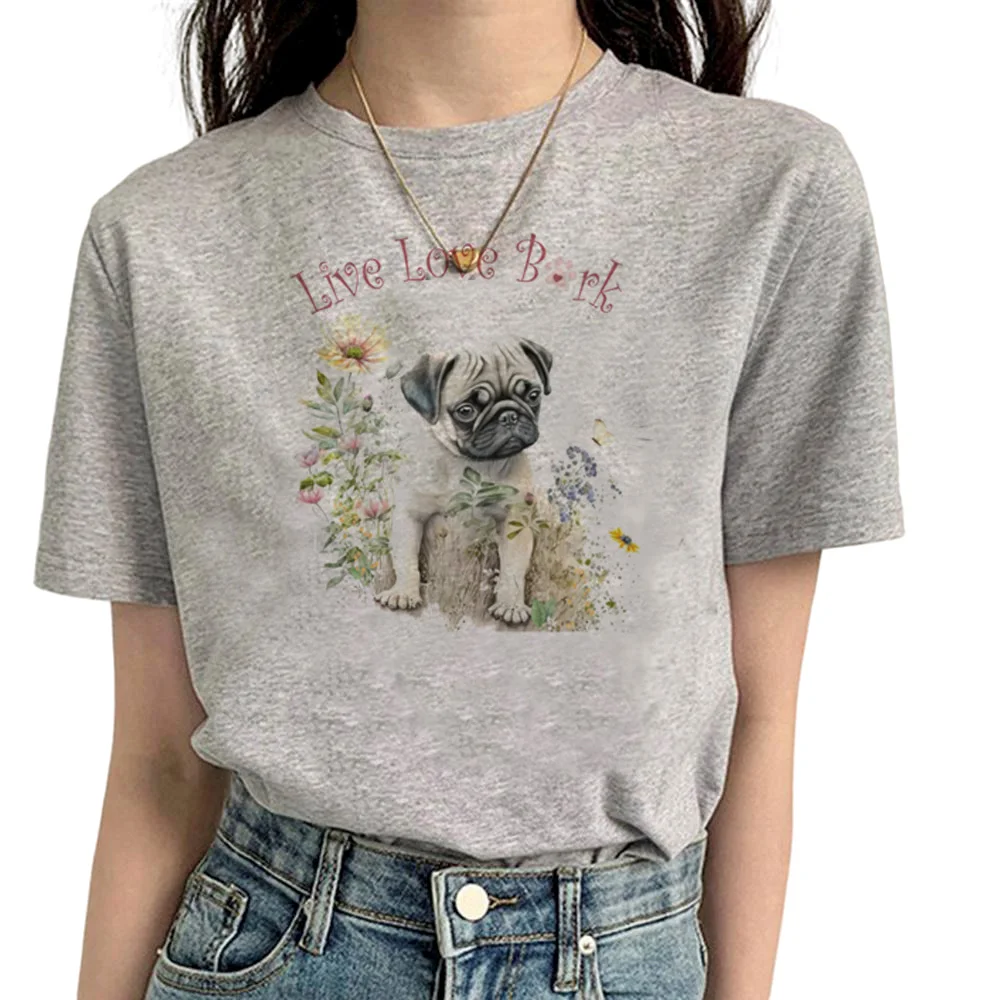 

Pug tshirt women manga comic funny tshirt girl comic clothing