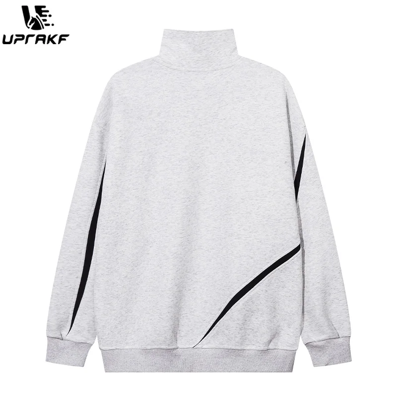 UPRAKF Half Zip Hoodie Fashion Autumn Casual Pullover Long Sleeve Oversize Tops Streetwear