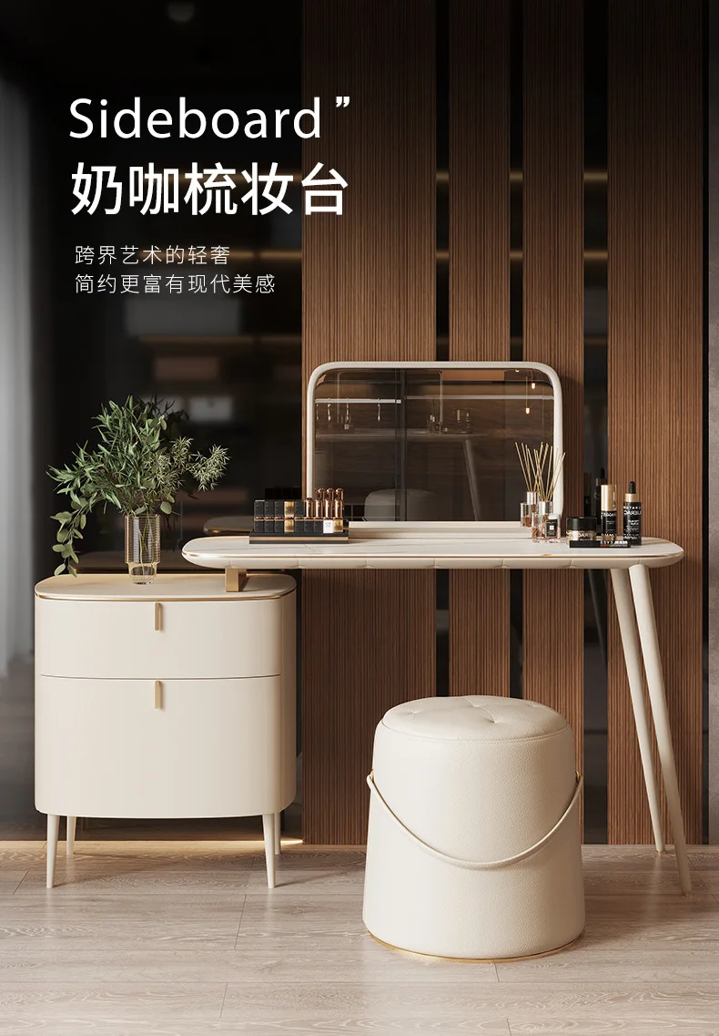 بسيطة و e**** خزانة قهوة الحليب الميكانيكية، طاولة زينة متعددة الوظائف للفتيات الصغيرات على الطراز الكريمي