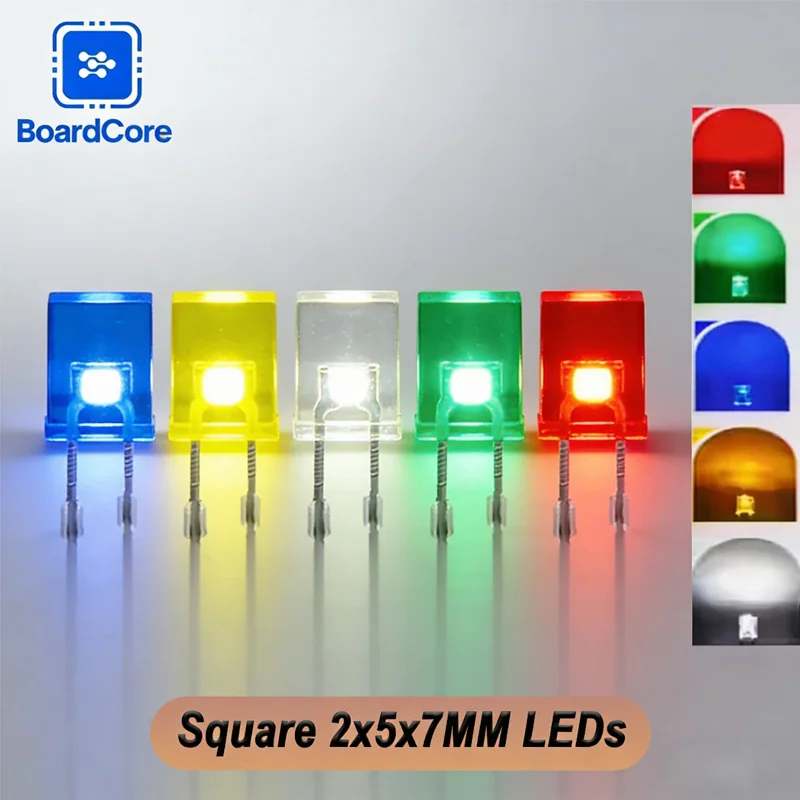 100/200pcs 2x5x7mm LED Diodes Assorted Set Red/Green/Blue/Yellow/White LED Light Emitting Components