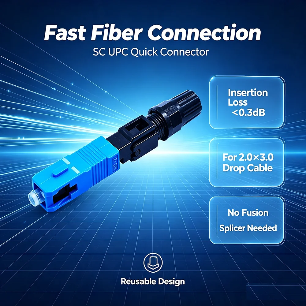 Fiber Optic SC Quick Connector SC-UPC SC-APC Cold Connection Connector Single Mode FTTH Drop Cable Fast Assembly Connector