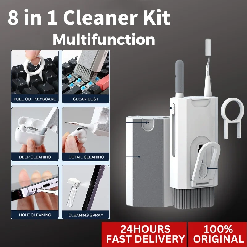 8 in 1 Cleaner Kit Computer Keyboard Cleaning Pen For Airpods Pro 2 3 Earphones Laptop Phone PC Clean Brush Tools Keycap Puller