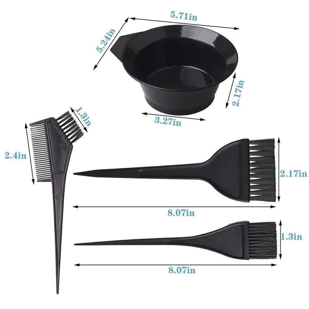 3/4Pcs Set New Hairdressing Salon Hair Color Brushes Bowl Combo Dye Tint Tool Kit DIY Hair Styling Tool