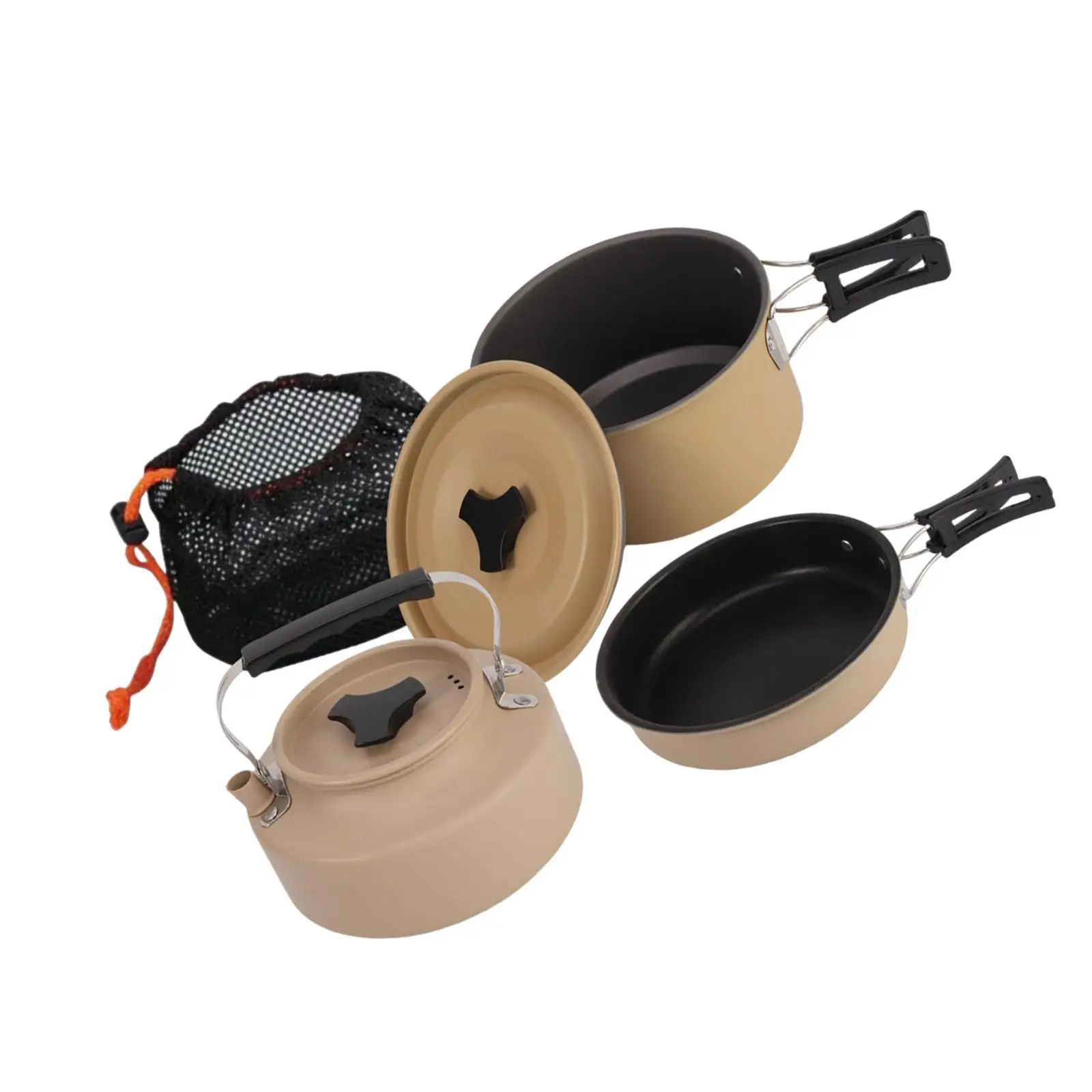 Camping Cookware Set Folding Handle with Carry Bag for Camping Picnic Hiking