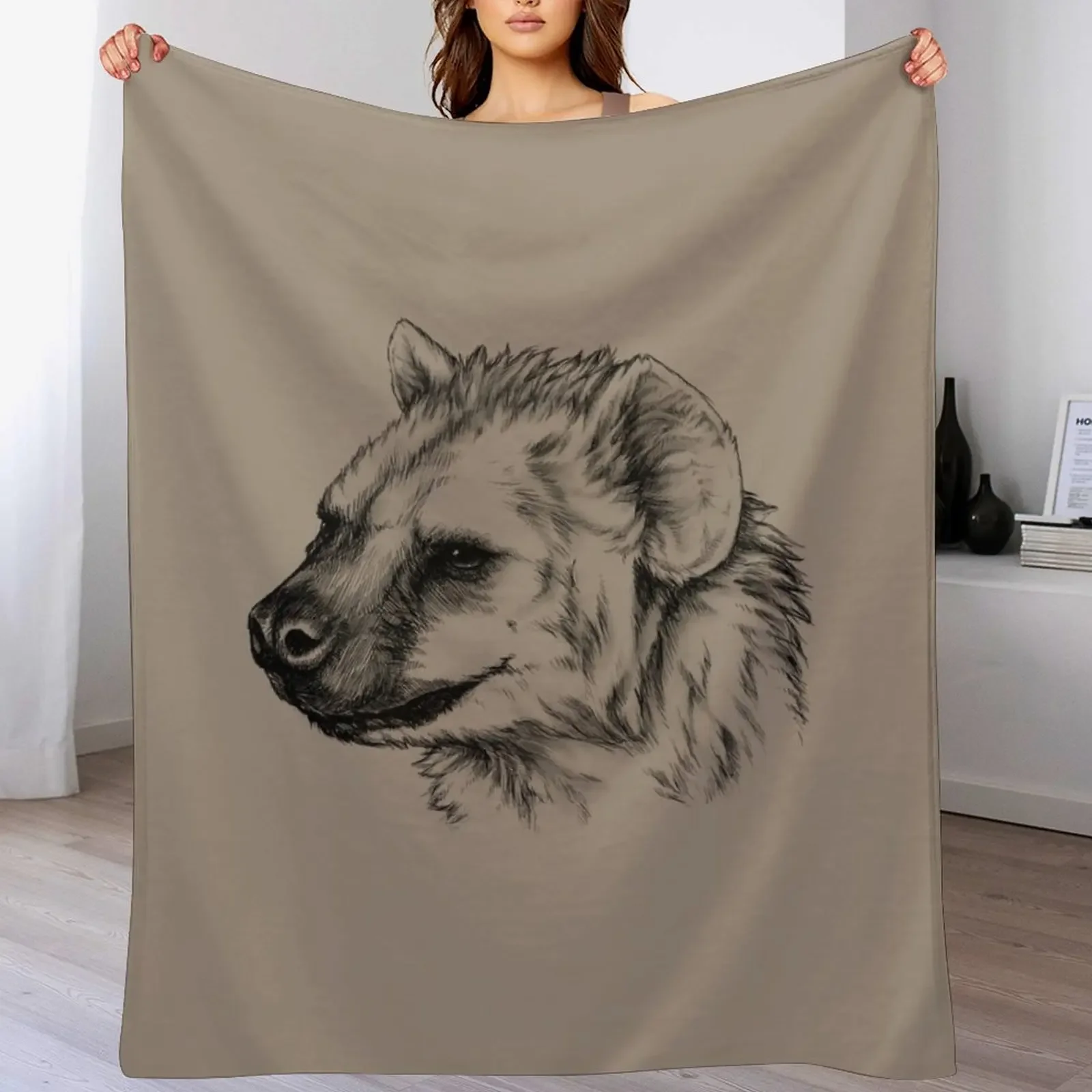 

Spotted Hyena Portrait (bright background) Throw Blanket Thin Comforter Soft Plush Plaid Blankets