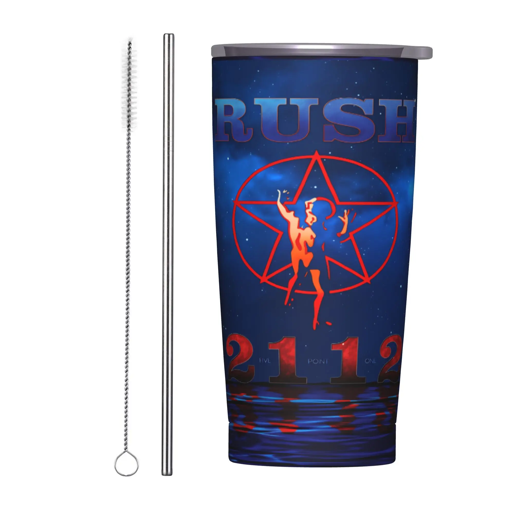 Stainless Steel Tumbler Rush Band Car Mugs With Straws  Driving Hot Drinks Water Bottle Portable Thermal Cups,