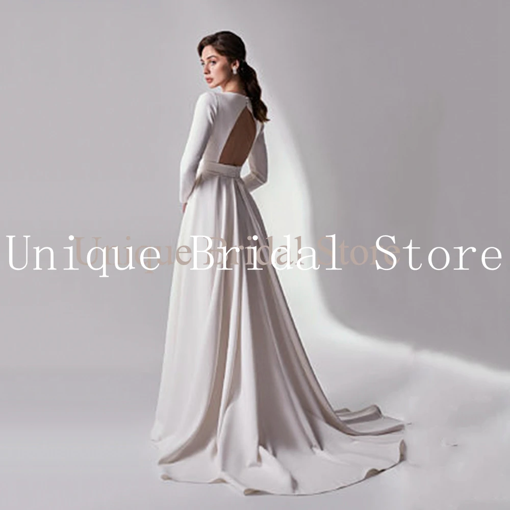 UETEEY Magnificent Slimline Meerjungfrau Hochzeit Kleid Ein-schulter langarm Satin Dachte Taste 2022 Falten Brautkleider