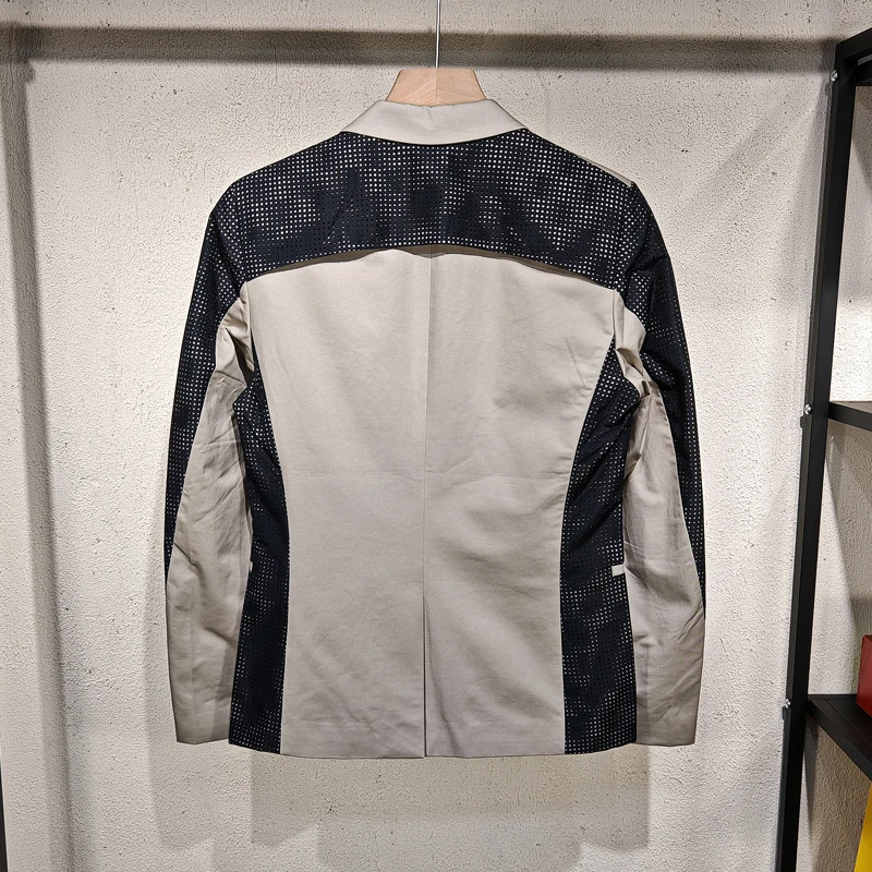 بدلة غير رسمية بقصة ضيقة مرقعة من Faionable Jaet من القطن الخالص لموسم الربيع ذات قيمة عالية للشباب الحضرية Sle طويلة Sve Single-B...