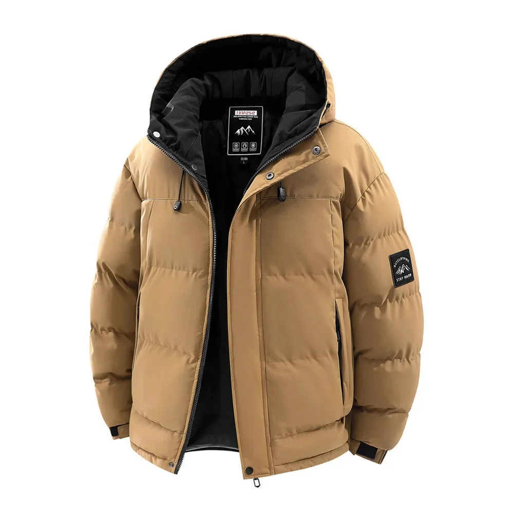 Chaqueta de algodón gruesa para hombre, abrigo estilo pan a la moda con capucha, ropa de abrigo holgada de algodón cálida de estilo americano, ropa informal