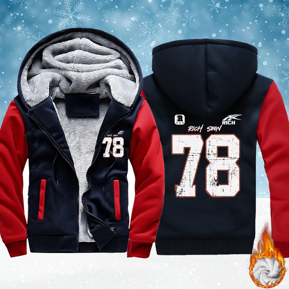 

Мужская флисовая куртка на молнии с принтом Rich Soon номер 78, мягкая удобная верхняя одежда, зимние утепленные топы, базовая теплая жилетка, свободная одежда