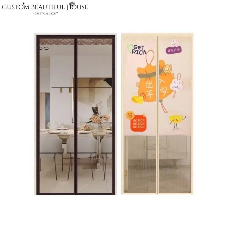 

Summer Mosquito-proof Door Curtain Privacy Shield Magnetic Self-adhesive Curtains for Living Custom Size Modern Fashion Decor