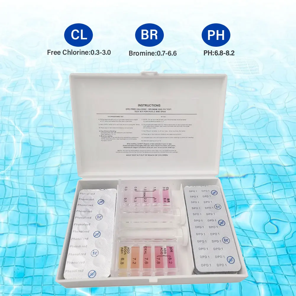 Yieryi PH & Residual Chlorine/Bromine Water Quality Test Kit 2-in-1 PH Value/Chlorine Water Quality Test for Swimming Pool Spa