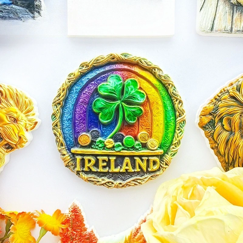 Ireland Clover Fridge Magnet - Lucky 3D Rainbow Circle Souvenir Unique Celtic Gift for Travel & Irish Home Decor