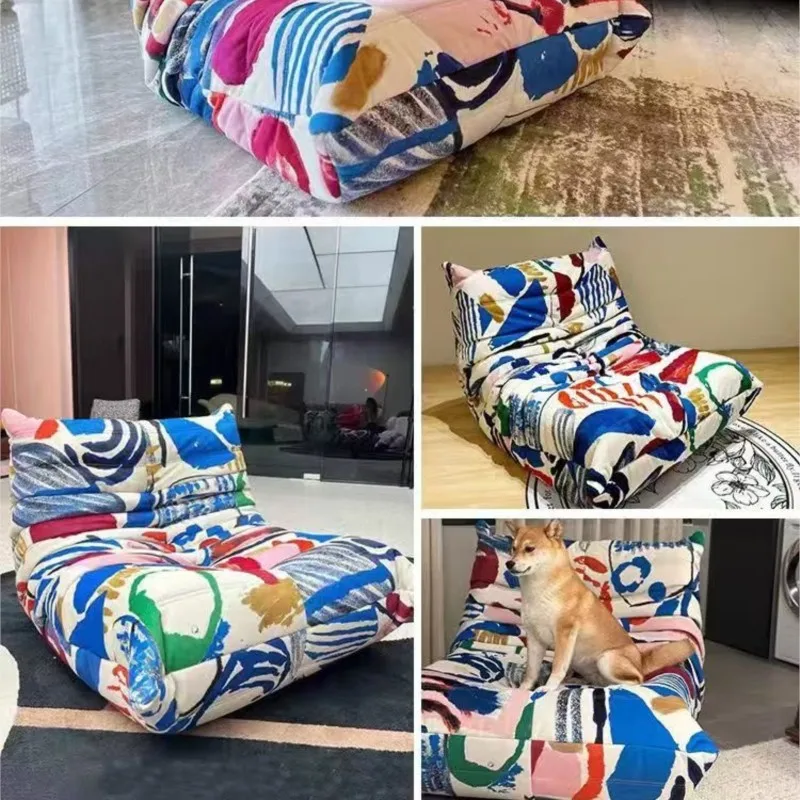 MOMO Personalized Patterned Fashion Caterpillar Sofa Living Room Designer Single Leisure Chair Tatami Balcony Width 80cm image 6