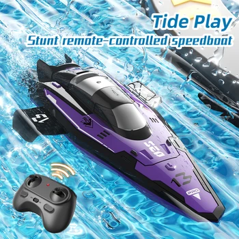 Kids Mini Rc Boat Remote Control Stunt Speedboat Dual Motor Radio-control Ship Waterproof Water Bath Toys Children Gift