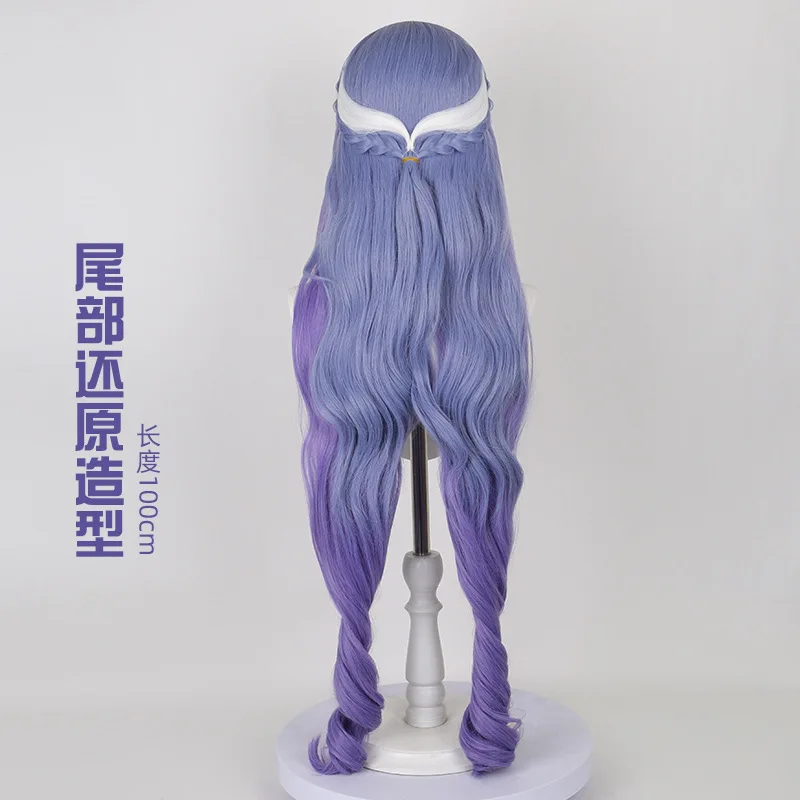 "Parrucca cosplay Absolute Zero Vivian Capelli lunghi viola con riccioli romani e frangia soffice Parrucca superiore del cuoio capelluto a copertura totale"