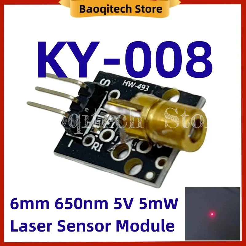 

1-50 PCS KY-008 650nm Laser Sensor Module 6mm 5V 5mW Red Dot Diode Copper Head for Arduino Transmitter Module