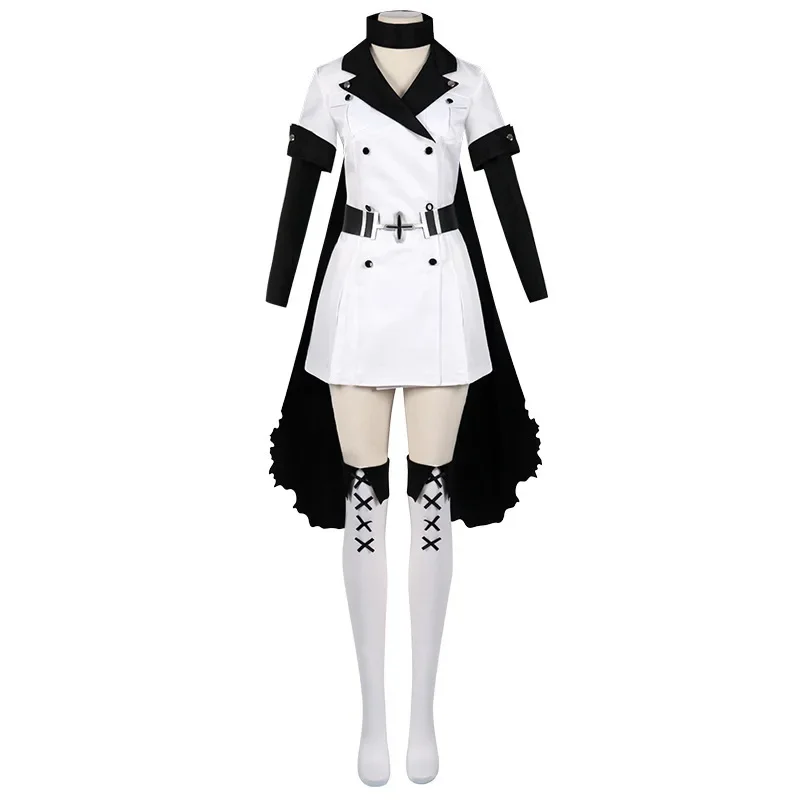 Cosplay Anime Esdeath Empire Cosplay Costume Comic General Uniform with Hat, Wig, Socks, Halloween Dress Up Battle Suit Set