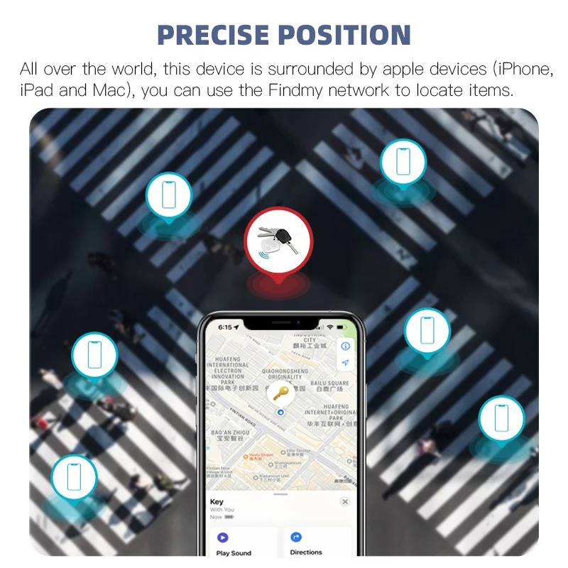 Pelacak Mini untuk Apple Find My Key Smart Tag pencari anak mobil peliharaan GPS pelacak hilang Bluetooth pintar sistem IOS pelacak