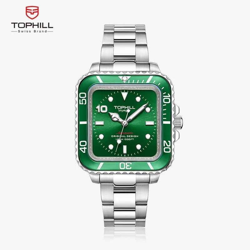 TOPHILL Green watch for women ULTRA-THIN mechanical movement Sapphire Glass Waterproof Watch Luminous