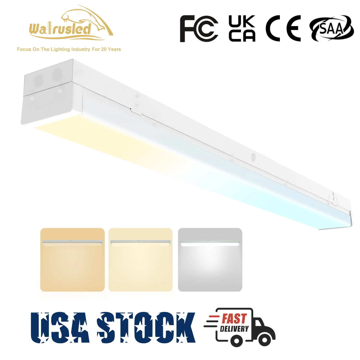 

Светодиодный светильник для лестничных пролетов 4 фута, 2500/5000 лм, с выбираемой цветовой температурой 3/4/5000K, коммерческий потолочный светильник для магазинов, встраиваемый, FCC