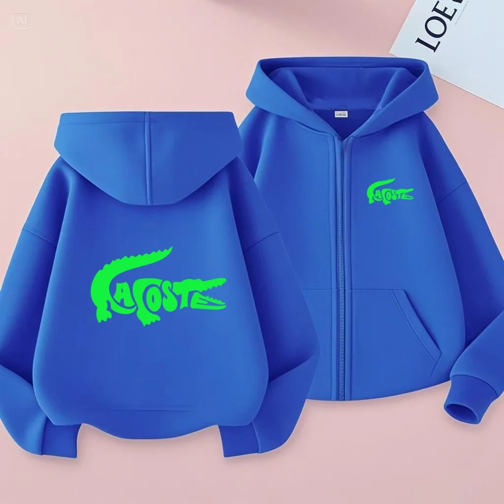 Kids Long Sleeves Cardigan Hoodie Zipper Style Sweatshirt 3-12Yrs Boys Girl Letter Sports Top Casual Fashion Loose Coat Clothing