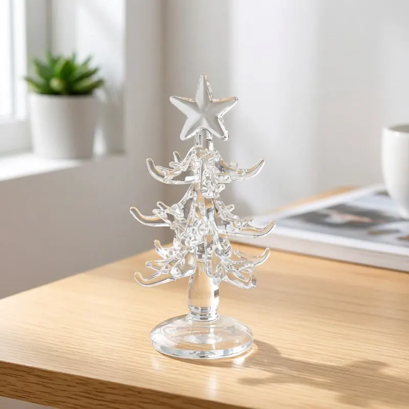 Green And Clear Murano Glass Christmas Tree Statue Craft Ornaments for Home Tabletop Decor Collection Idea Xmas New Year Gifts