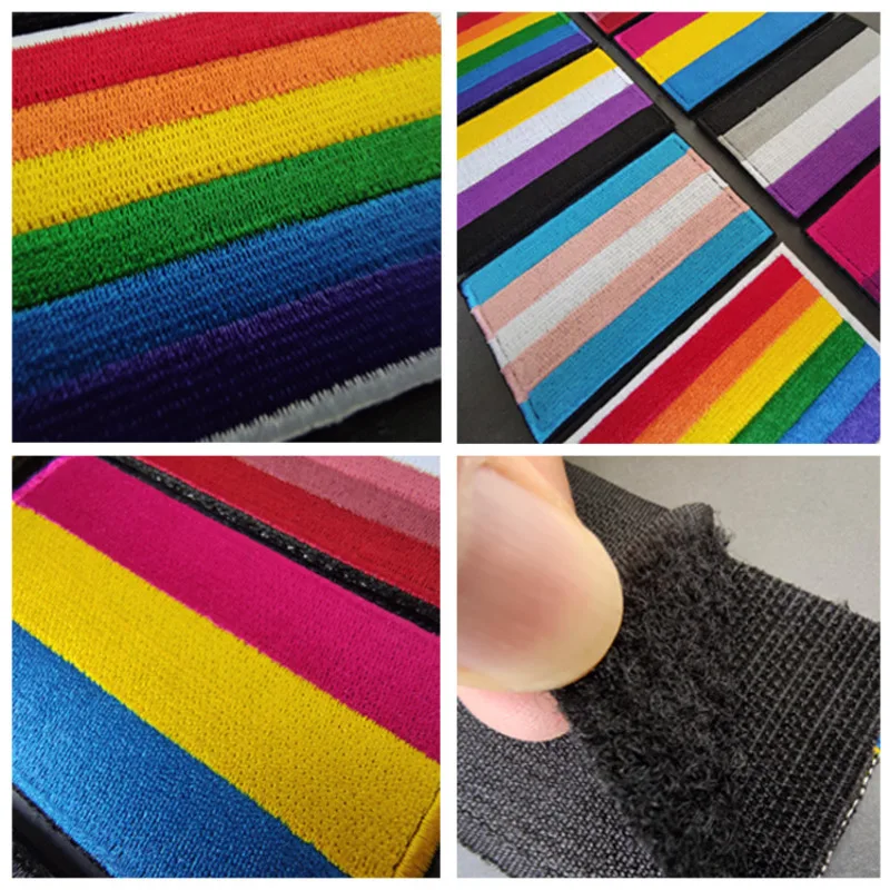 Embroidered Rainbow Flag Patches Pride Gay LGBT Tactical Applique For Clothes Hat Military Emblem With Hook And Loop Stickers