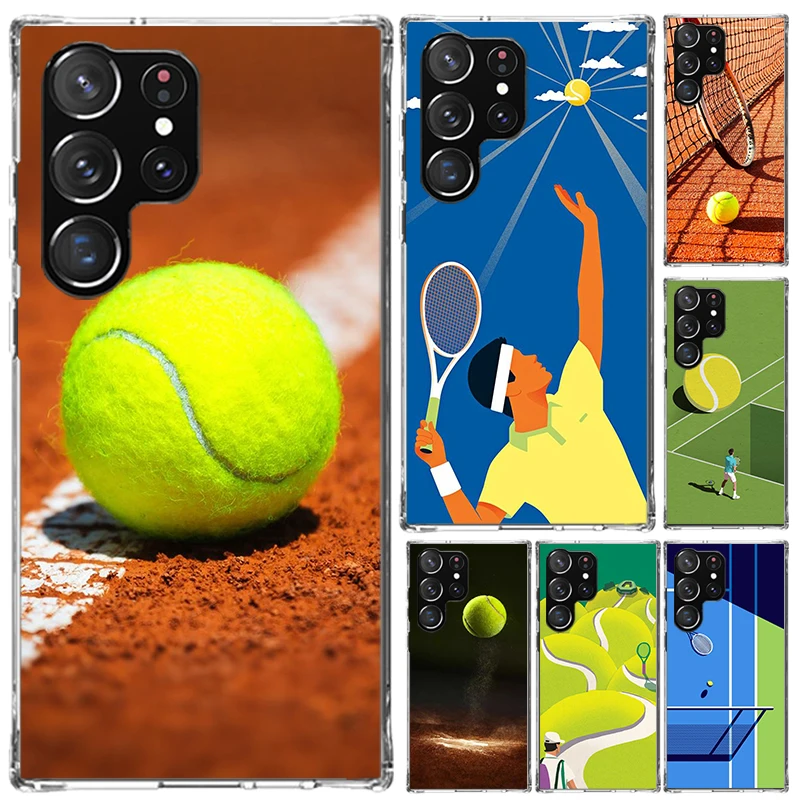 Tennis Sport Phone Case for Samsung Galaxy S26 S24 S23 Ultra S25 Edge S22 S21 Plus S20 FE + Soft Print Shell Funda Galaxy S25 S2
