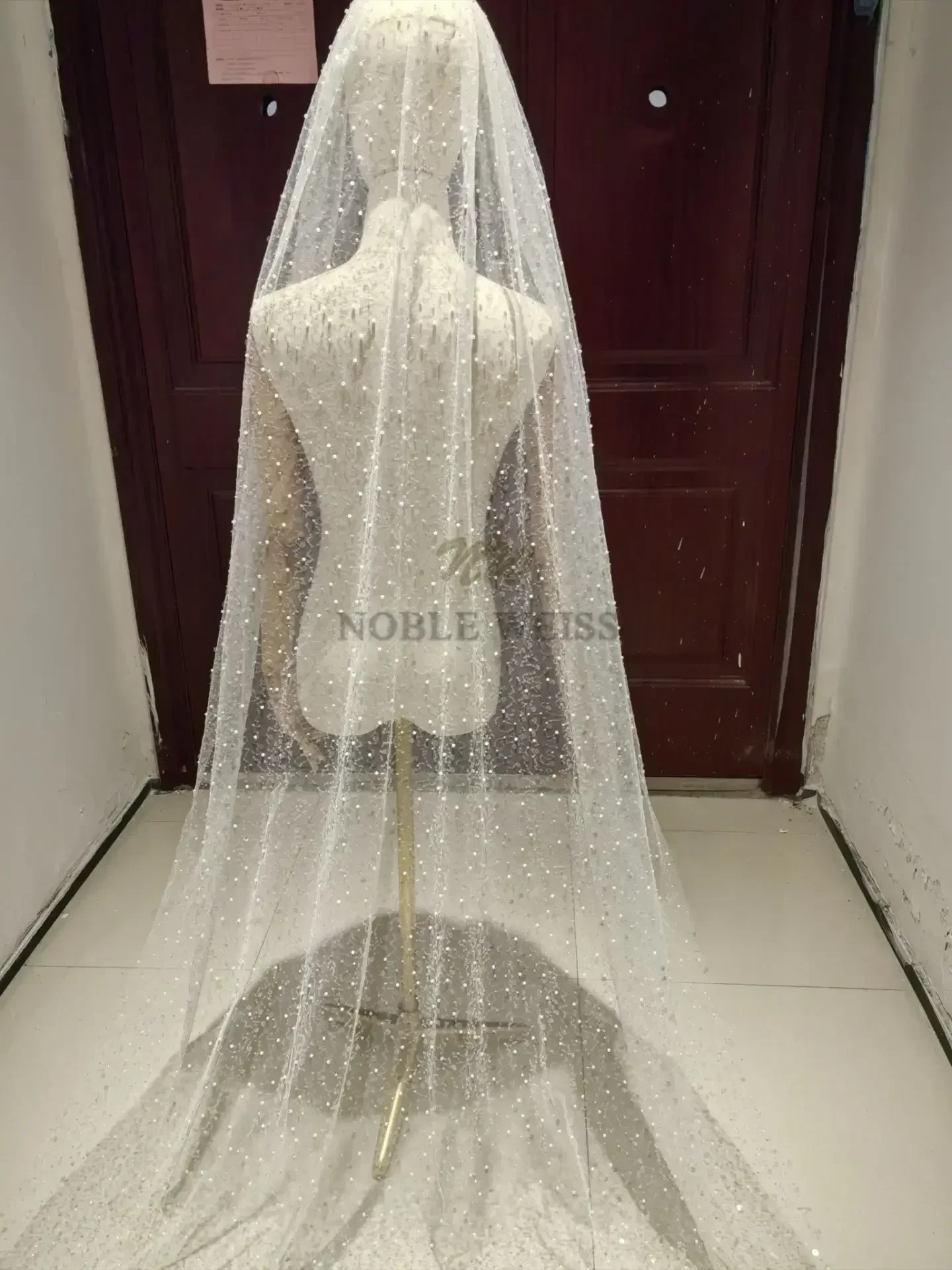 Voile de mariée à paillettes et perles de 3M de long, 1T, voile de mariée scintillant, voile de fête de mariée avec peigne personnalisé