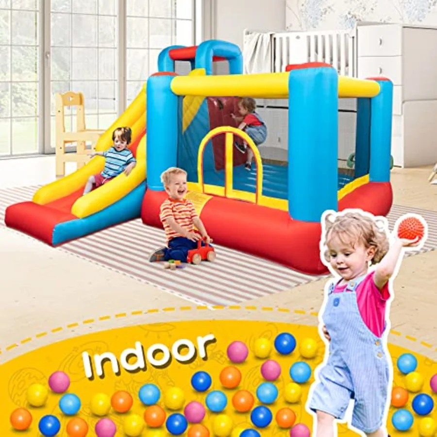 مركز لعب القلعة القابل للنفخ من Bounce House مع منفاخ هواء، حارس منزلق Jump'n، مناسب للأطفال الصغار والرضع الصغار
