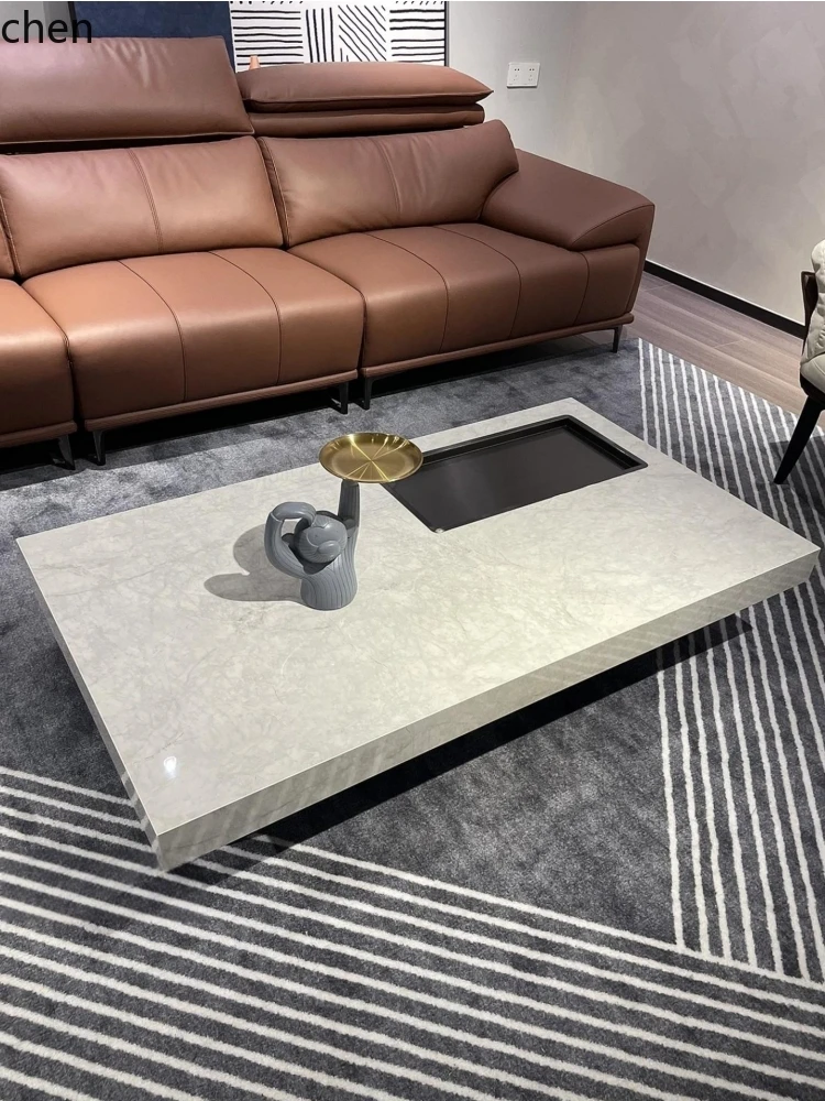 LXC Rectangular Floating Coffee Table Minimalist Tea Table Modern Simple Large and Small Apartment Rock Slab Coffee Table