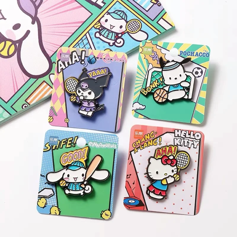 Anime Sanrio Hello Kitty Kuromi Cinnamoroll Pochacco Brooch Pins Cartoon Metal Badge Student Commemorative Badge Bag Accessories