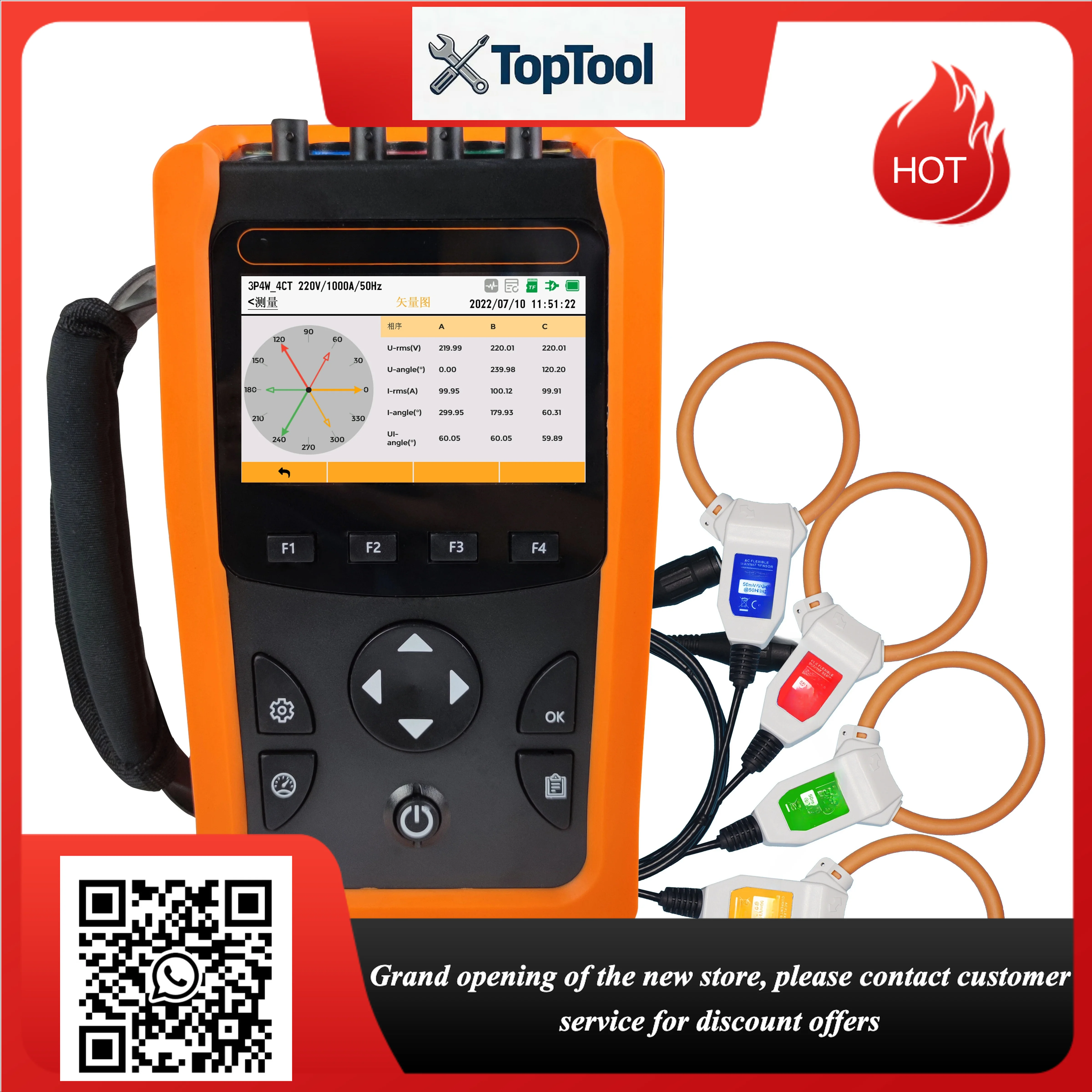 Handheld Portable 3 Phase Electricity Meter Energy Logger Data Recorder for Power Quality Assessment