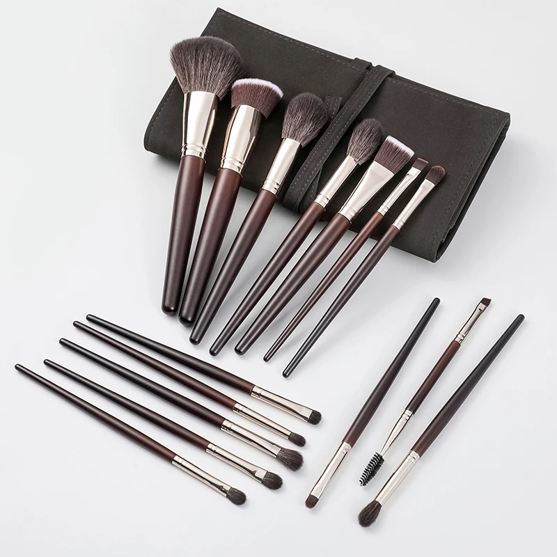 15 Makeup Brush Set Fluffy Cosmetic Powder Eye Shadow Foundation Blush Blending Beauty Make Up Brush Withand Cosmetic Bag