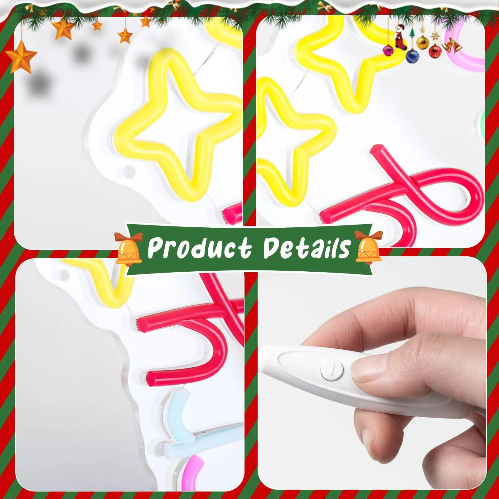 Lampu Neon LED Huruf Warna-warni Selamat Natal, Lampu USB Dapat Diredupkan, Dekorasi Dinding untuk Jendela, Pohon Natal, Pesta, Klub, Kamar Tidur Anak