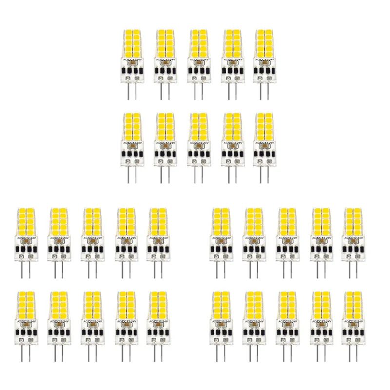 

LICE-30PCS G4 Светодиодная лампа AC/DC12V-24V 3W Светодиодная лампа G4 20LED 360 Угол освещения 2835SMD Замените галогенную лампу 30 Вт, холодный белый