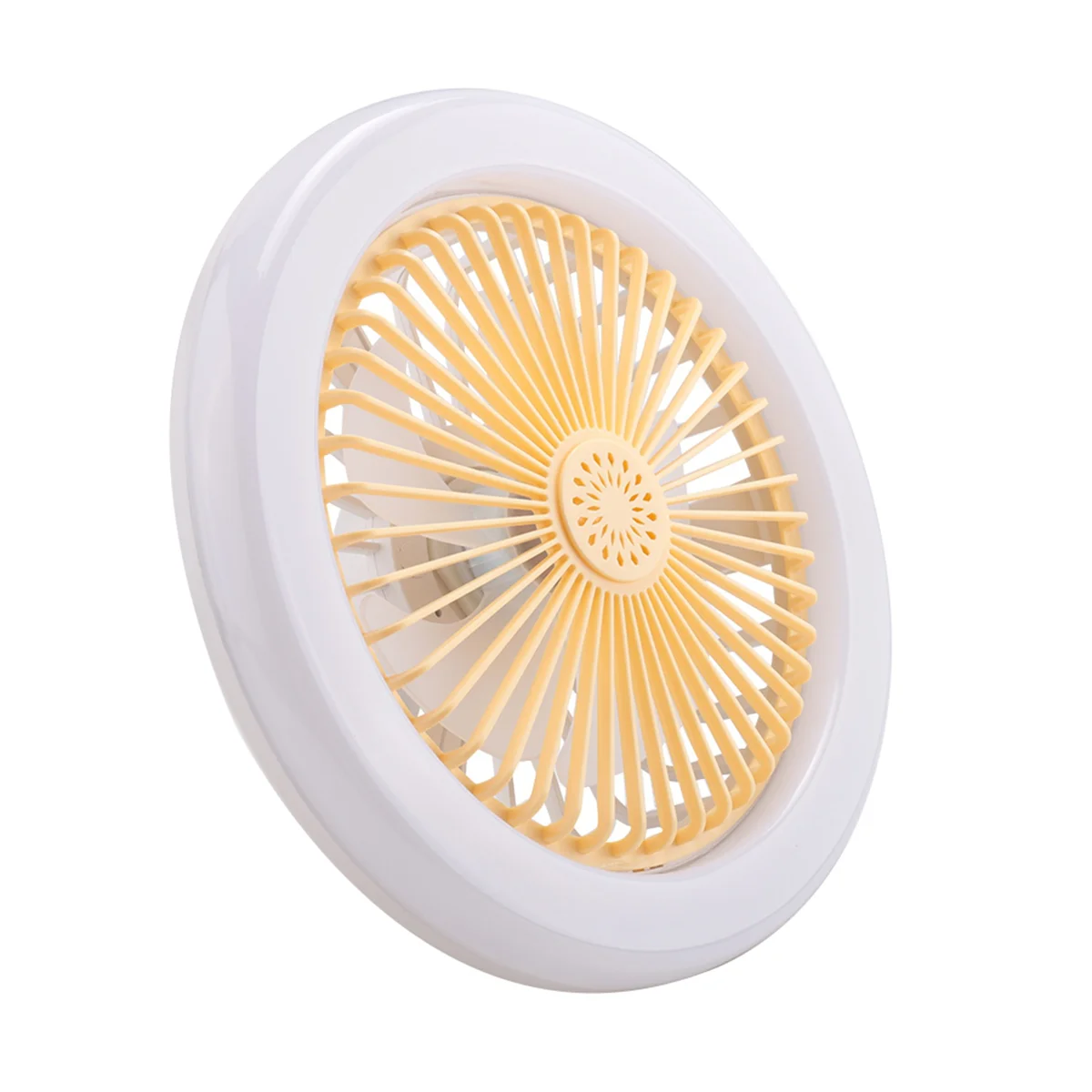 Ceiling Fan with Lights E27 Ceiling Fan with Lights,Enclosed Low Fan Light, Electric Fan Gimbal Lamp Holder(Cream Color)