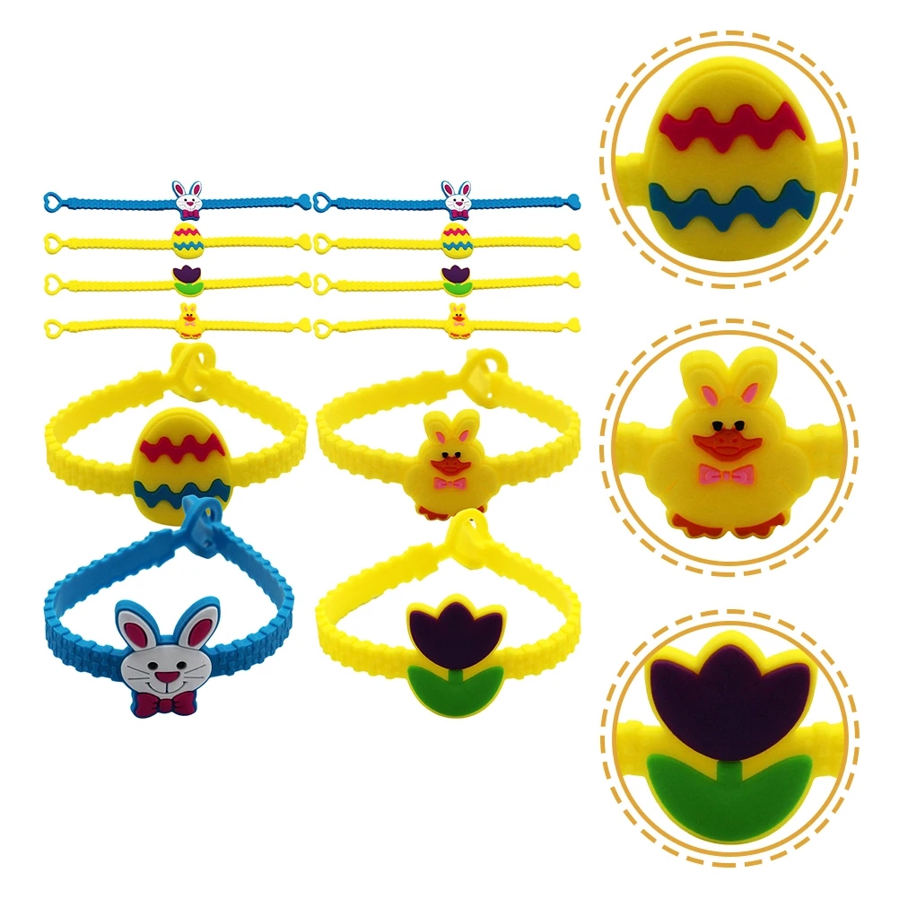 

24pcs Silicone Bracelet Wrist Band Sport Silicone Kids Festival Decorative Cartoon Appearance Safe Durable Easter School Gifts