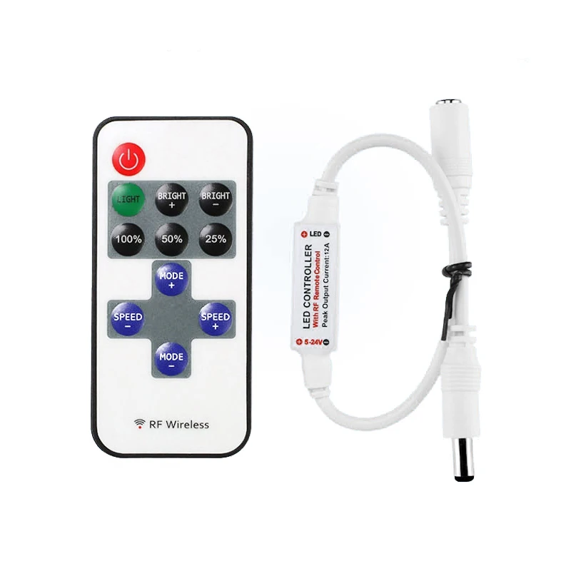 Kontroler taśm LED Mini ściemniacz RF Remote DC 5V 12V 24V Kontroler do taśm LED 5050 2835 pojedynczy kolor