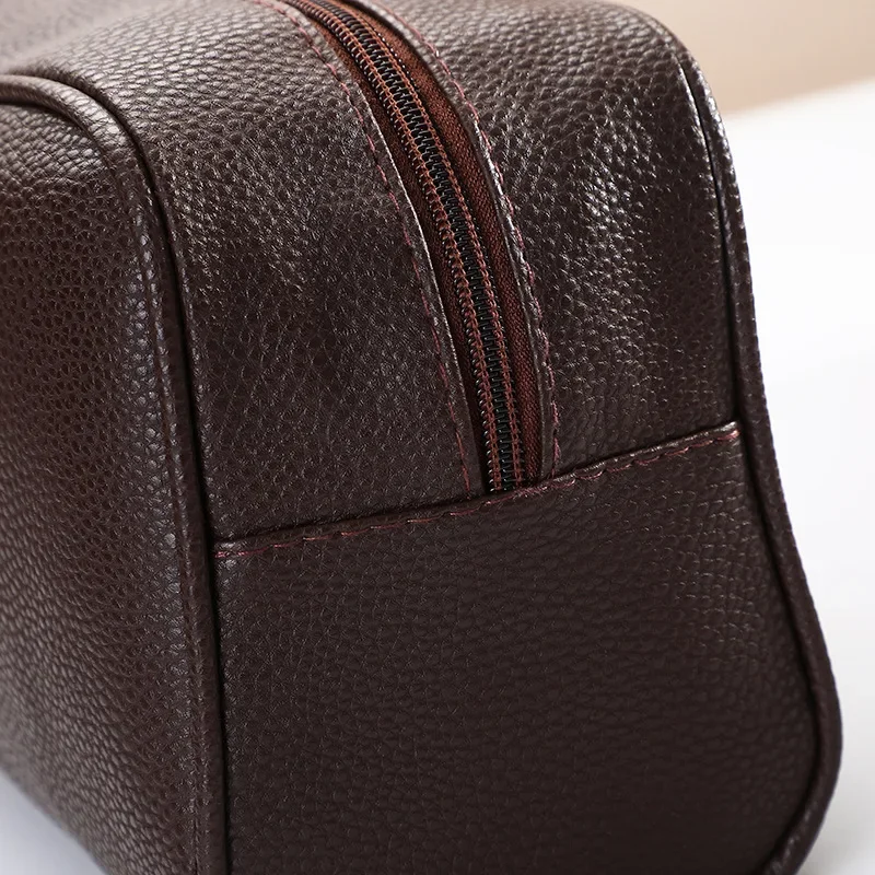 Men‘s fashion Makeup Travel Cosmetic Bag Zipper Makeup Bags Cosmetics Organizer Purse PU Leather Toiletry Handbag Neceser