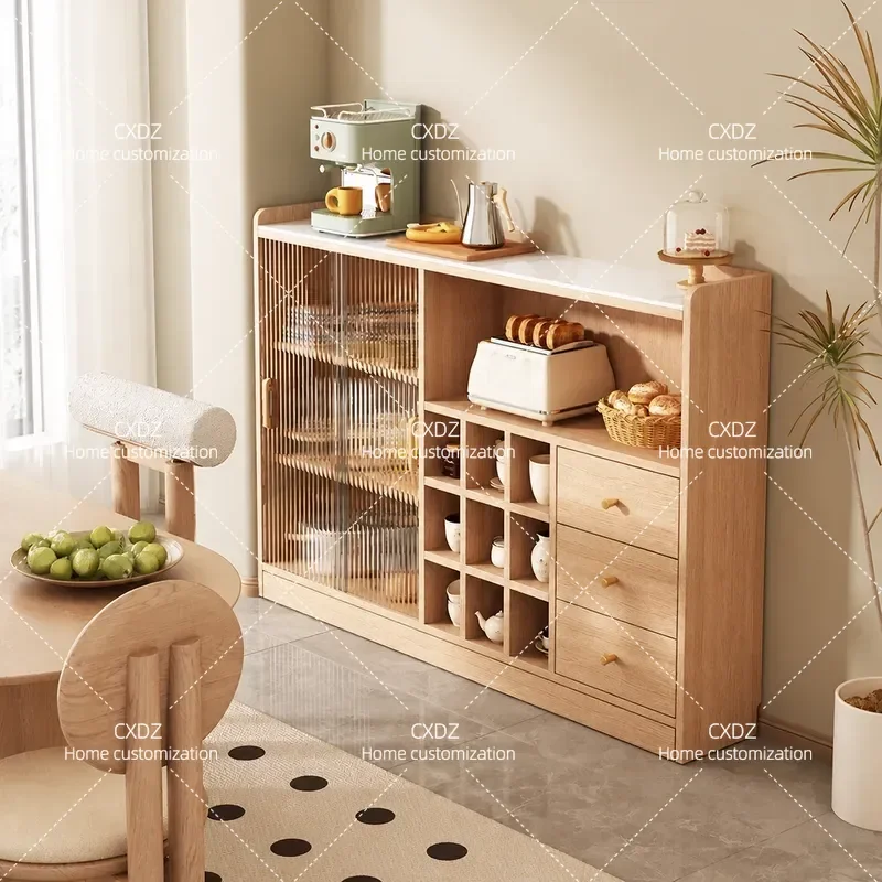 Ultra Thin Narrow Dining Side Cabinet Wall Mounted Locker Kitchen Tea Storage Unit Small Space Saving Furniture