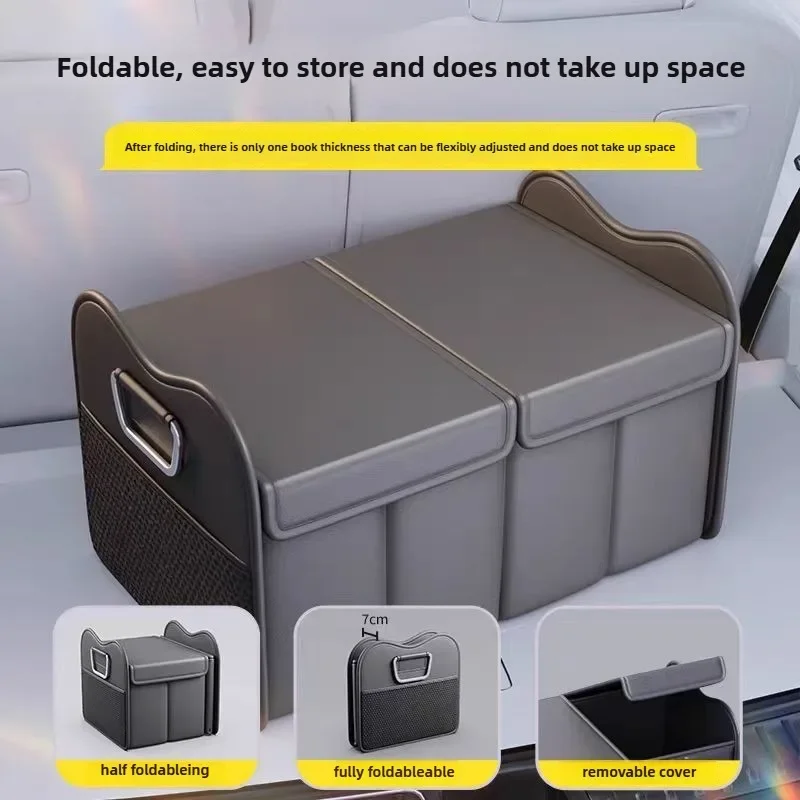 Nappa Leather Car Trunk Storage Box Foldable Car Trunk Organizer Cars Accessories Interior Large Capacity Car Storage Organiser