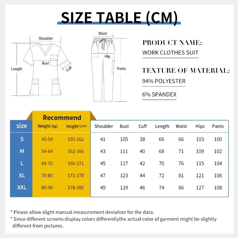 Elastic V-neck Short Sleeved Tops Pants Suit Operating Room Surgical Uniform Wholesale Dental Veterinary Scrub Set Work Uniforms