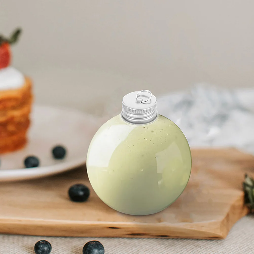 6Pcs Portable Juice Bottles Clear Bulb Shaped Pet Containers with Caps Leakproof for Milk Coffee Yogurt Storage Multipurpose