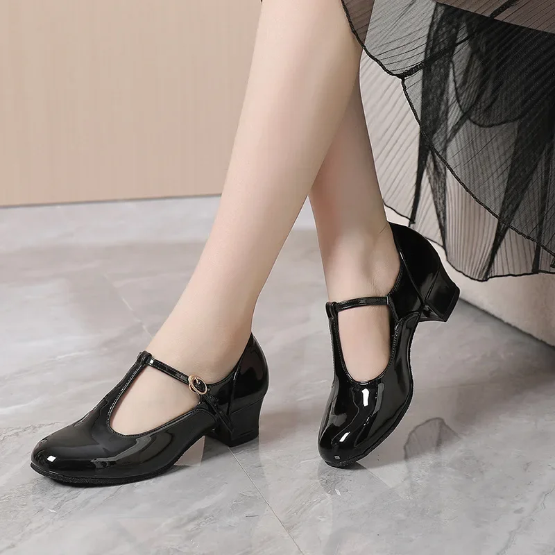 

New Women Dance Shoes Latin Party Tango Jazz Elegant Dancing Shoes Indoor Suede Sole Closed Toe Black Modern Dance Shoes