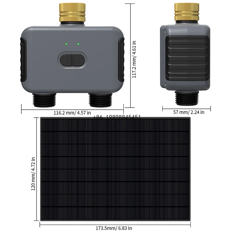 Water Timer 2 Zones Home Garden Outdoor Remote WIFI APP Solar Power Smart Recharg Battery Irrigation Controller