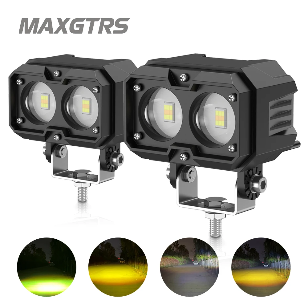 Doppia lente DRL Moto Led Strobe Faretto Veicolo elettrico Ausiliario Strada Faro a bassa/alta luce Guida DC12-85V